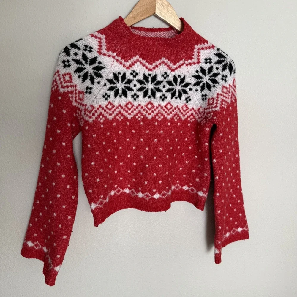 No Boundaries Oversized XXS Nordic Snowflake Holiday Pullover Sweater Ski Winter